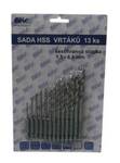 Vrták kov sada 13 ks 1,5 - 6,5 mm šestihranný